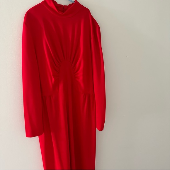 Vintage 1970's maxi evening gown ruched medium handmaids tale dress - Picture 2 of 11